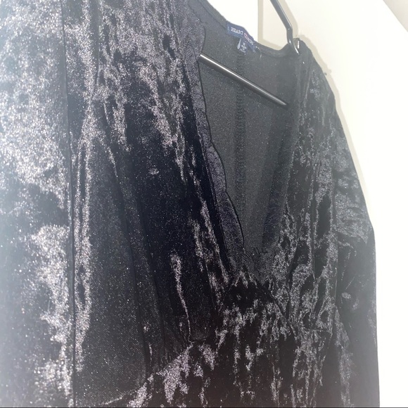 Black Velour Mini Lace Long Sleeve Dress - Picture 11 of 11